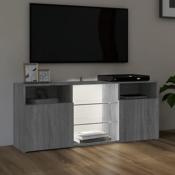 TV-bänk med LED-belysning grå sonama 120x30x50 cm - TV-bänk - TV-bänkar - Home & Living