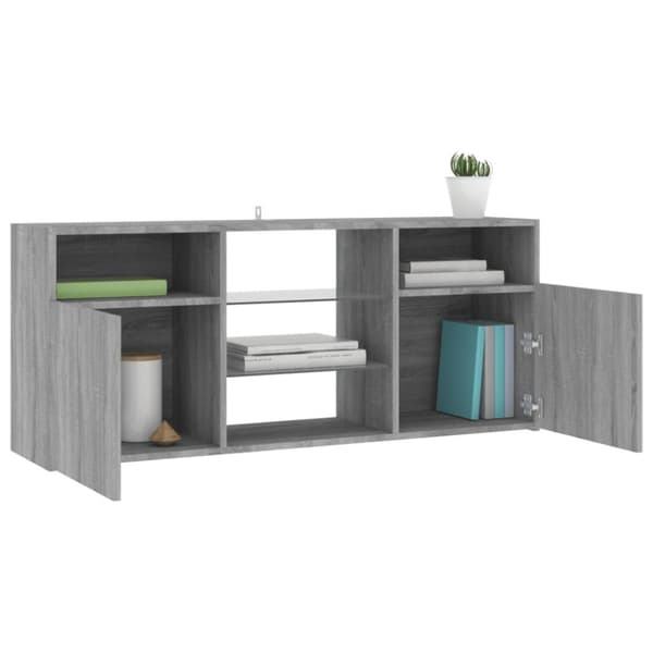 TV-bänk med LED-belysning grå sonama 120x30x50 cm - TV-bänk - TV-bänkar - Home & Living