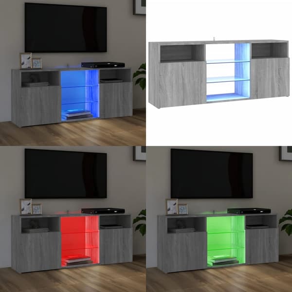 TV-bänk med LED-belysning grå sonama 120x30x50 cm - TV-bänk - TV-bänkar - Home & Living