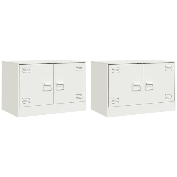 vidaXL TV-benker 2 stk hvit 67x39x44 cm stål