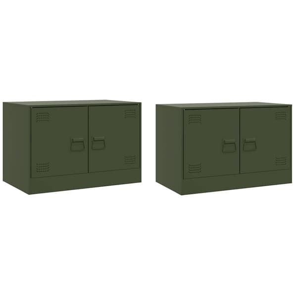 vidaXL TV-skåp 2 st olivgrön 67x39x44 cm stål