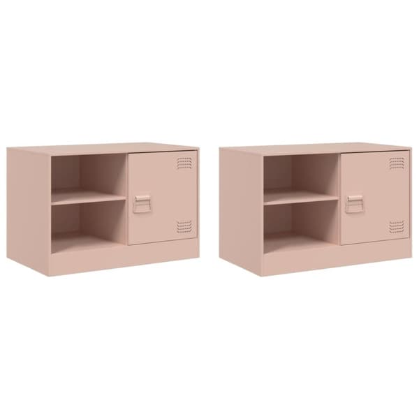 vidaXL TV-benker 2 stk rosa 67x39x44 cm stål