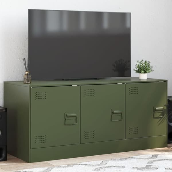 vidaXL TV-benk olivengrønn 99x39x44 cm stål
