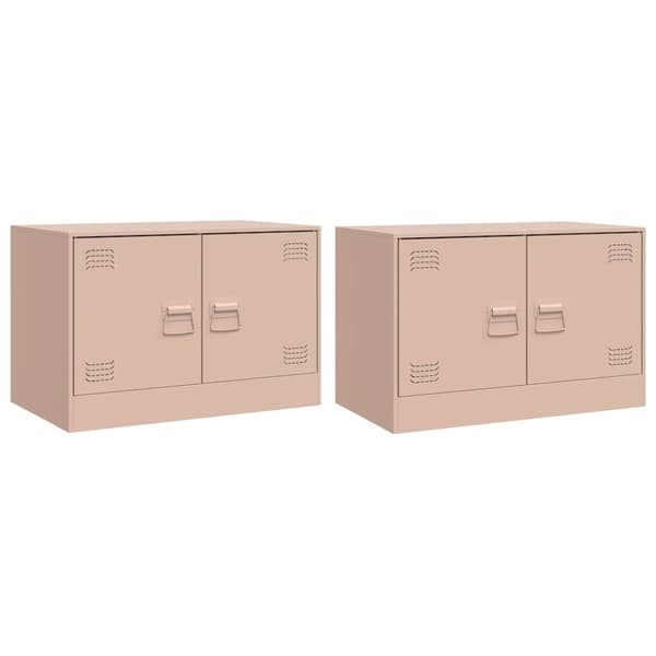 vidaXL TV-skåp 2 st rosa 67x39x44 cm stål