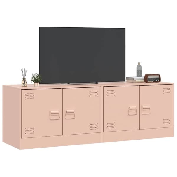 vidaXL TV-skåp 2 st rosa 67x39x44 cm stål