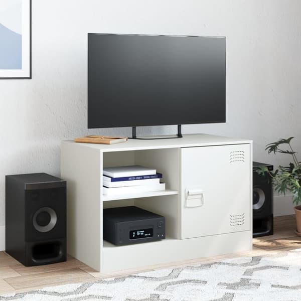 vidaXL TV-benk hvit 67x39x44 cm stål