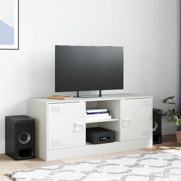 vidaXL tv-bord 99x39x44 cm stål hvid
