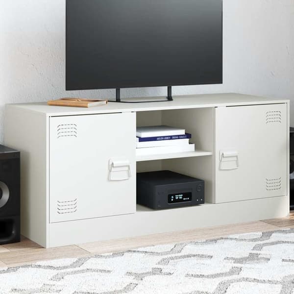 vidaXL tv-bord 99x39x44 cm stål hvid