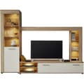 Miniatyrbild 2 av 6: LOGO 3-delat TV-skåp - 1 dörr - LED - Ljus ek och matt vit melamin - L240 x D41 x H185 cm - TRENDTEAM