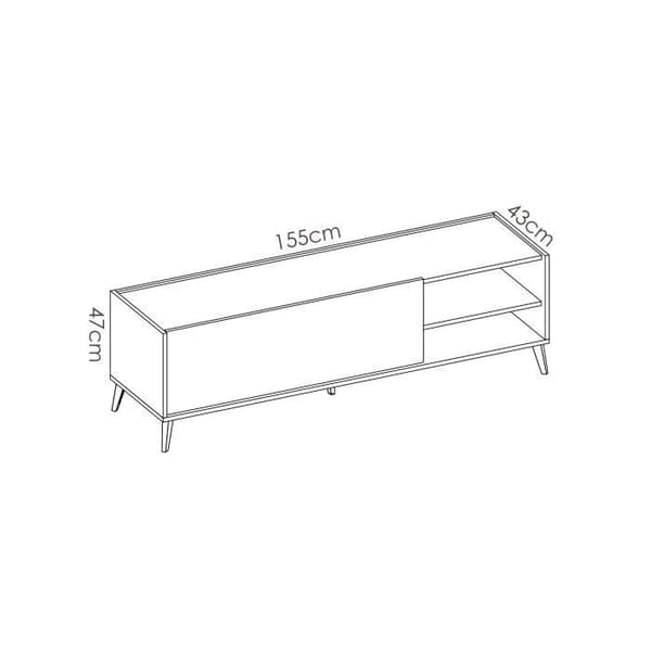 NESS TV-skåp - 1 flik 2 nischer - Grafit- och Ekdekor - L 155 x D 43 x H 47 cm