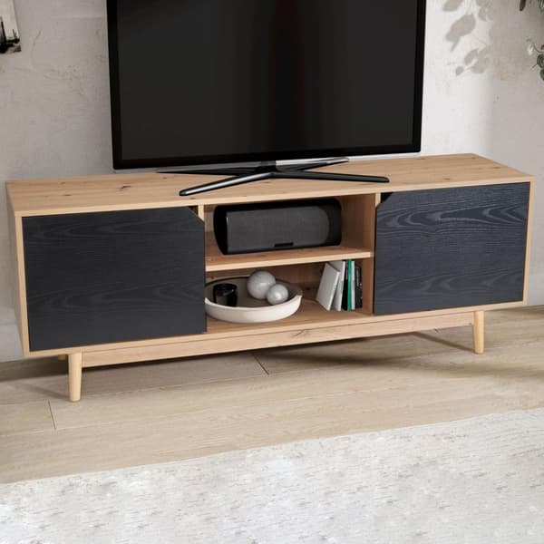 Rootz Lowboard 150 cm TV-skab - Underholdningsenhed - Mediekonsol - Moderne design - Kontrasterende farver - Rummelig opbevaring - 150 cm x 55 cm x 40