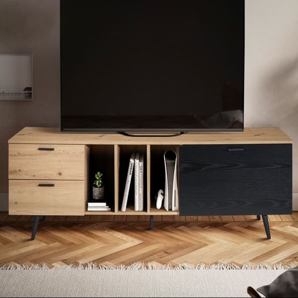 Rootz Lowboard 150 cm TV-bänk - TV-skåp - Underhållningsenhet - Modern ekdesign - Rymlig förvaring - Hållbar konstruktion - 150 cm x 55 cm x 40 cm
