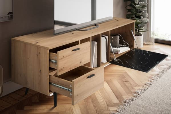 Rootz Lowboard 150 cm TV-skab - TV-stativ - Marmor Sort Design - Moderne Stil - Rummelig opbevaring - Holdbar konstruktion - 150 cm x 55 cm x 40 cm