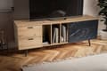 Miniatyrbillede 6 af 6: Rootz Lowboard 150 cm TV-skab - TV-stativ - Marmor Sort Design - Moderne Stil - Rummelig opbevaring - Holdbar konstruktion - 150 cm x 55 cm x 40 cm