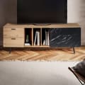 Miniatyrbillede 2 af 6: Rootz Lowboard 150 cm TV-skab - TV-stativ - Marmor Sort Design - Moderne Stil - Rummelig opbevaring - Holdbar konstruktion - 150 cm x 55 cm x 40 cm