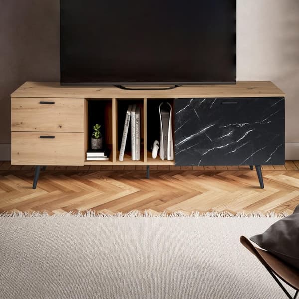 Rootz Lowboard 150 cm TV-skab - TV-stativ - Marmor Sort Design - Moderne Stil - Rummelig opbevaring - Holdbar konstruktion - 150 cm x 55 cm x 40 cm