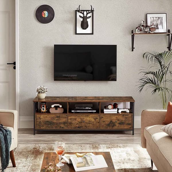 Rootz Vintage ruskea-musta TV-taso - Viihdekeskus - Mediakonsoli - Lastulevy ja teräs - 147cm x 40cm x 50cm - 36,5kg - Max. 65 kg pöytäkuorma - Max. 1
