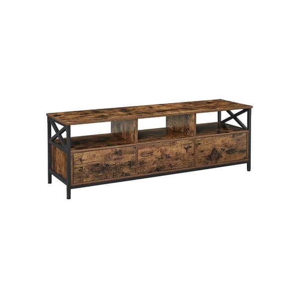 Rootz Vintage ruskea-musta TV-taso - Viihdekeskus - Mediakonsoli - Lastulevy ja teräs - 147cm x 40cm x 50cm - 36,5kg - Max. 65 kg pöytäkuorma - Max. 1