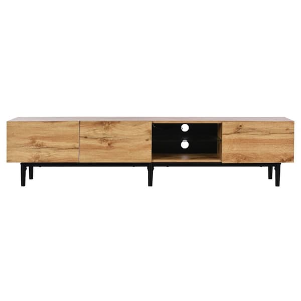 TV Skab 175cm med LED - 3 låger + 2 hylder - Industriel stil - Natur