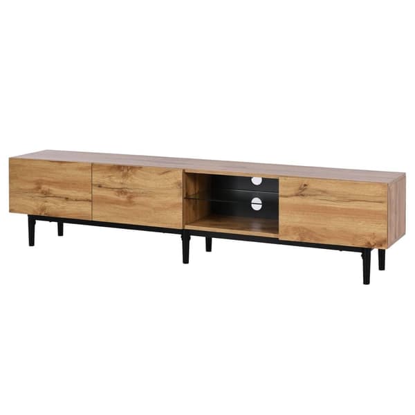 TV Skab 175cm med LED - 3 låger + 2 hylder - Industriel stil - Natur
