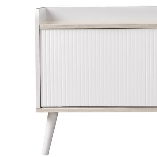 160cm TV-bänk med 2 lådor och 2 skjutdörrar - Vit & Natur