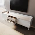 Miniatyrbild 2 av 11: 160cm TV-bänk med 2 lådor och 2 skjutdörrar - Vit & Natur