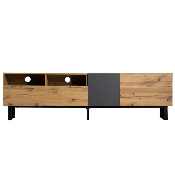 180cm TV-bänk i industriell stil med träkorn - Naturell