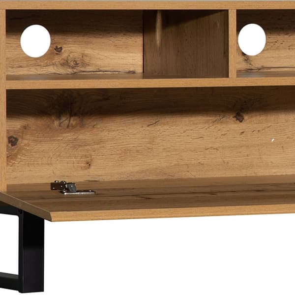 180cm TV-bänk i industriell stil med träkorn - Naturell