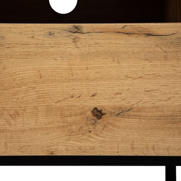180cm TV-bänk i industriell stil med träkorn - Naturell