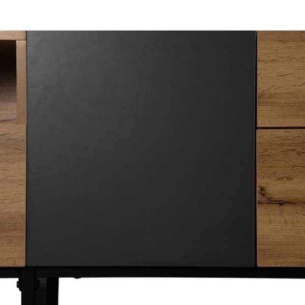 180cm TV-bänk i industriell stil med träkorn - Naturell