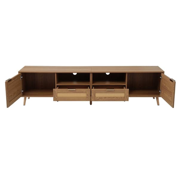 200cm MDF TV-kaappi - 2 ovea ja 2 lokeroa - maalaistyyli - luonnollinen