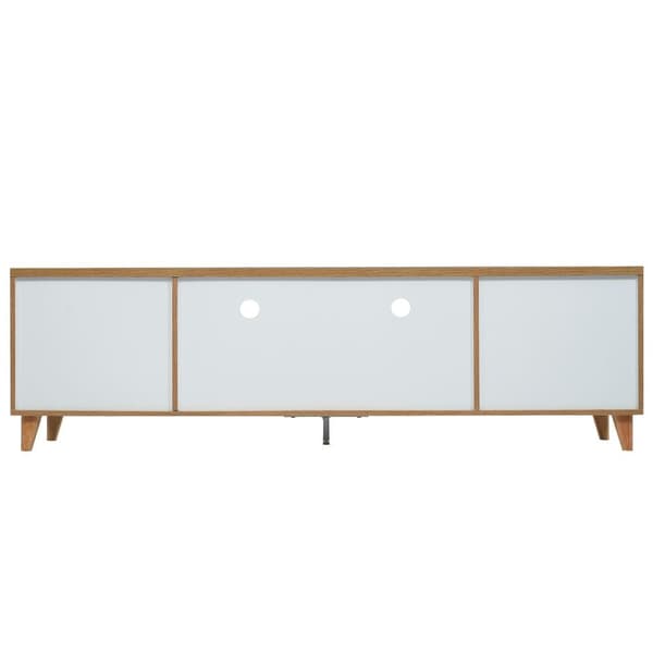 175cm TV-möbel med 5 dörrar och 2 fack för vardagsrummet - modern stil - natur & vit