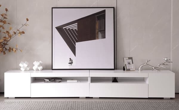 240cm TV-bänk med variabel LED - modern stil - Vit