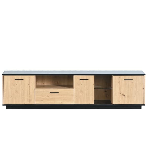180cm LED TV Skab - 1 skuffe 3 Døre 2 Rum - Natur