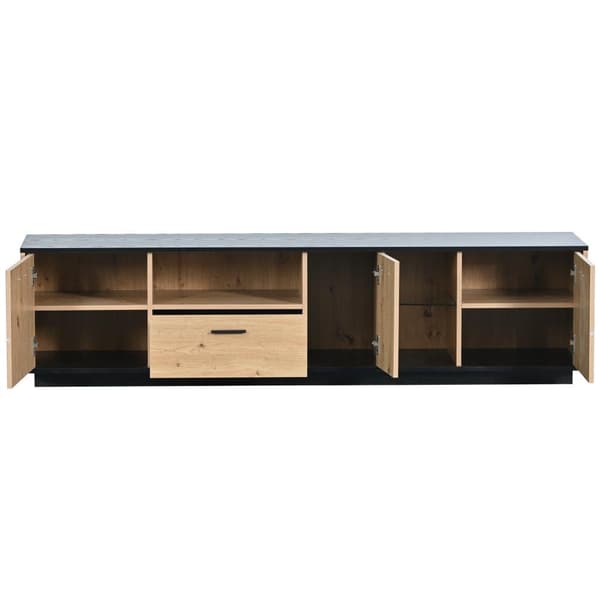 180cm LED TV Skab - 1 skuffe 3 Døre 2 Rum - Natur