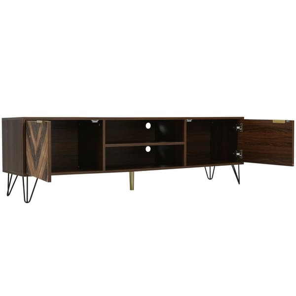 160cm TV-bänk - 2 fack och 2 dörrar - massivt trä - Brun