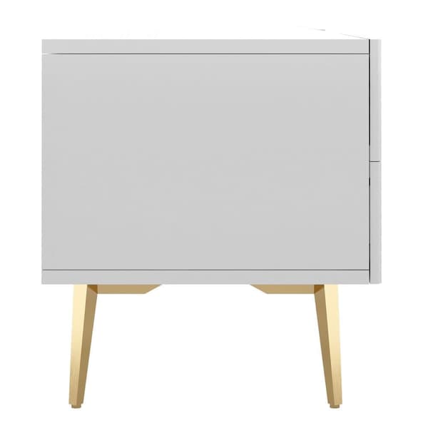 Modernt skandinaviskt TV-stativ 180cm för 75" tv - 2 lådor och 3 fack - vit