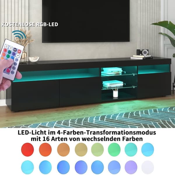 180cm TV-teline olohuoneeseen ja makuuhuoneeseen LEDillä - moderni tyyli - musta