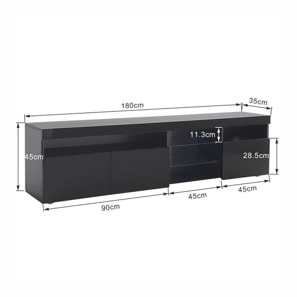 180cm TV-teline olohuoneeseen ja makuuhuoneeseen LEDillä - moderni tyyli - musta