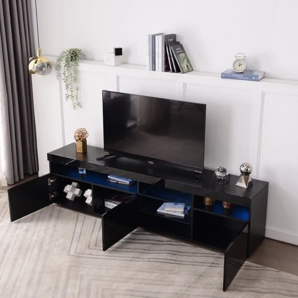 180cm TV-teline olohuoneeseen ja makuuhuoneeseen LEDillä - moderni tyyli - musta
