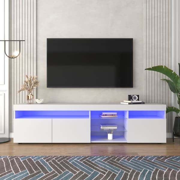 180cm TV-stativ til stue og soveværelse med LED - Moderne stil - Hvid