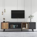 Miniatyrbild 1 av 11: 200 cm TV-möbel - lämplig för 90" TV-apparater - med stort förvaringsutrymme - Svart
