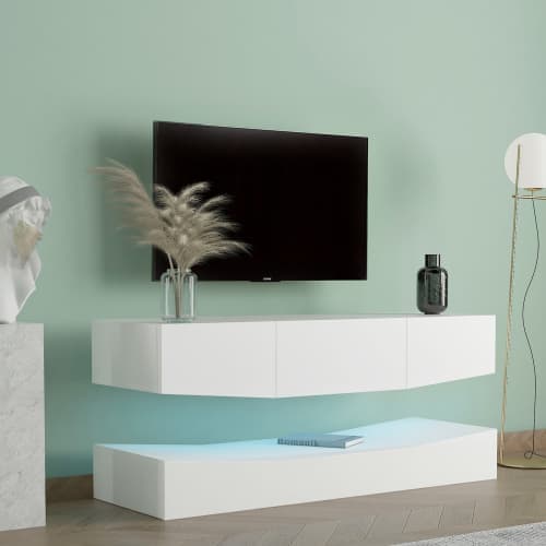180cm ripustettu TV-kaappi LED - 3 laatikkoa - valkoinen