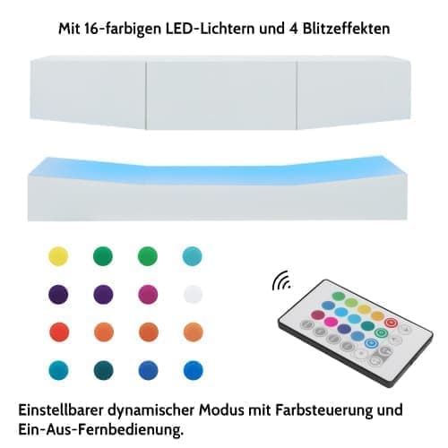 180cm ripustettu TV-kaappi LED - 3 laatikkoa - valkoinen