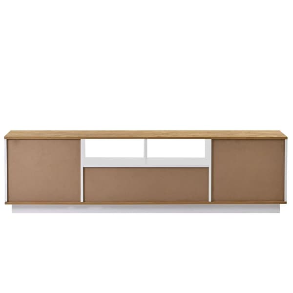 180cm TV skab med LED - 2 skuffer og 2 åbne hylder - Moderne skandinavisk stil - hvid