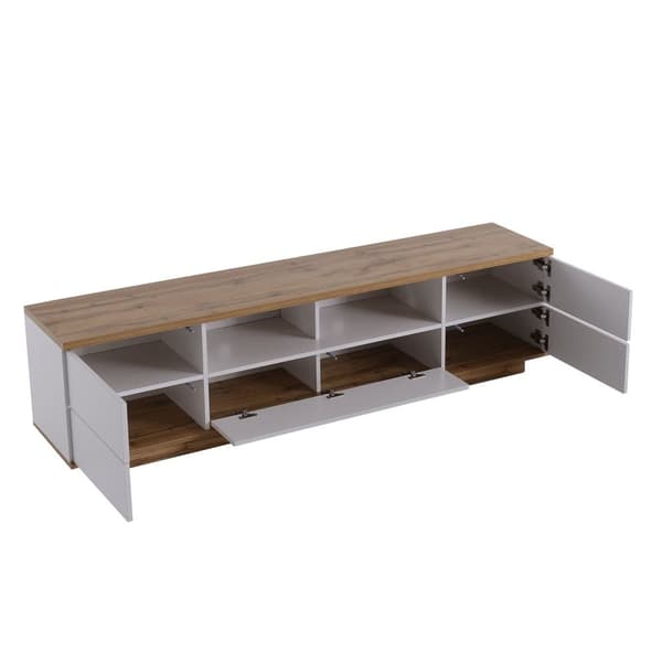 175cm TV-möbel med 5 dörrar och 2 fack för vardagsrummet - modern stil - natur & vit