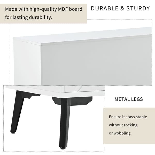 Moderne skandinavisk tv-stativ 170cm til 70" TV - 2 døre 1 kasse 1 niche - hvid