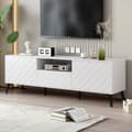 Miniatyrbillede 2 af 11: Moderne skandinavisk tv-stativ 170cm til 70" TV - 2 døre 1 kasse 1 niche - hvid