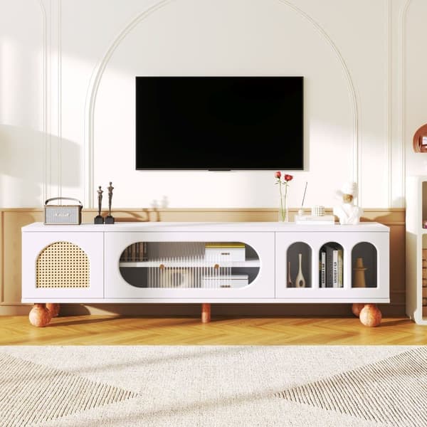 TV Skab 170cm - 2 Døre - 3 åbne buede zoner - hvid