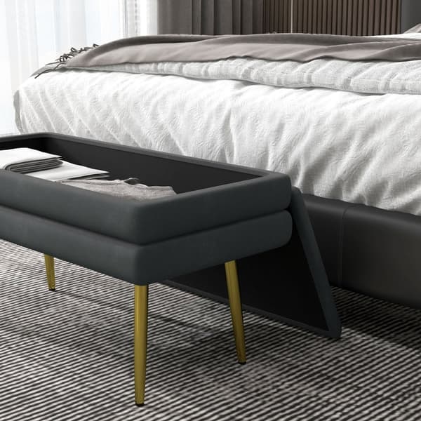 Rootz-pehmustettu säilytyspenkki - Aksenttipenkki - Istuinpenkki - Moderni Scandi-design - Runsaasti säilytystilaa - Mukavat istuimet - 79,5 cm x 37,5